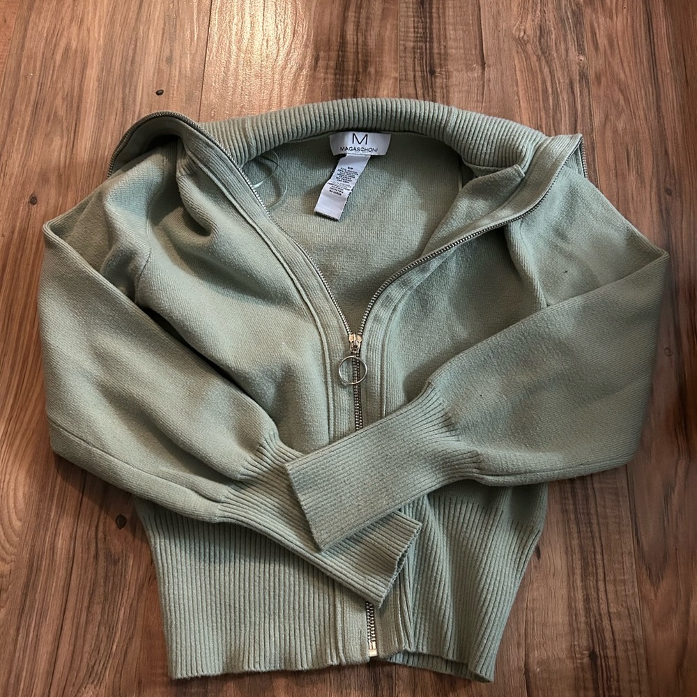 Green Zip-Up Sweater